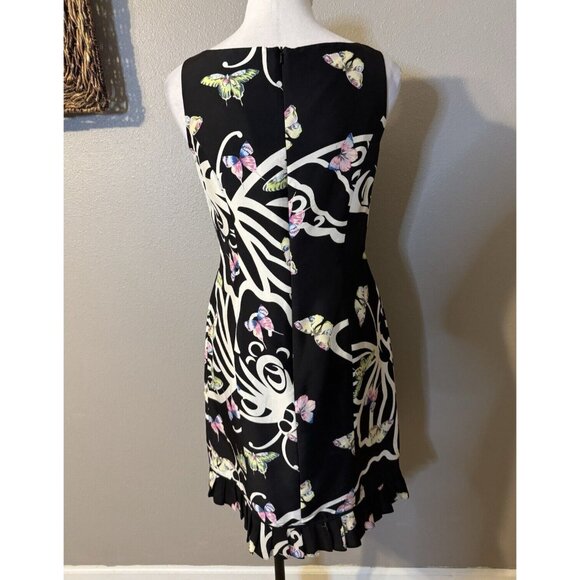 Jade Melody Tam Silk Beaded Butterly Sheath Dress 6 Colorful Pleat Hem - Picture 7 of 12